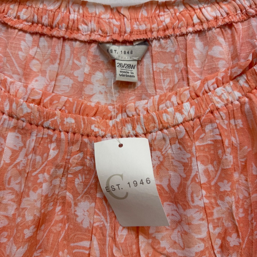 Cato Est. 1946 Womens Plus Size 26/28W Peach Amber Floral Lace Tiered Blouse NWT - Picture 4 of 8